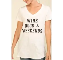 Wine Dogs & Weekends Tee - White