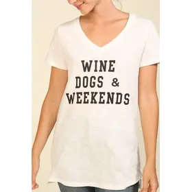 Wine Dogs & Weekends Tee - White