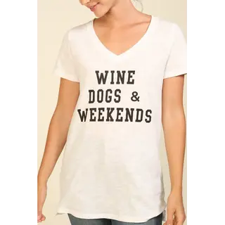 Wine Dogs & Weekends Tee - White