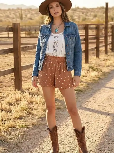 Polka Dot Relaxed Fit Shorts -  Mocha Ivory