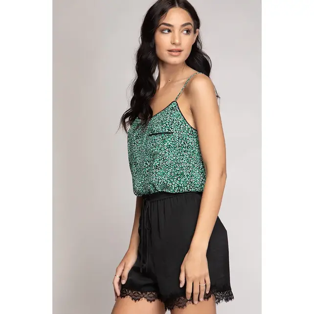 Nellah Leopard Cami - Green