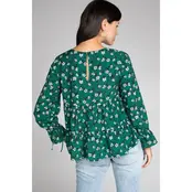 Nalleah Long Sleeve Tiered Blouse - Green