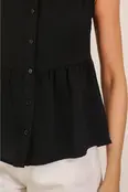 Tia Sleeveless Airflow Peplum Top - Black
