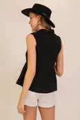 Tia Sleeveless Airflow Peplum Top - Black
