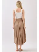 Smocked Waist Flowy Skirt - Taupe