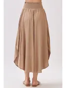 Smocked Waist Flowy Skirt - Taupe