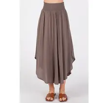 Smocked Waist Flowy Skirt - Walnut Grey