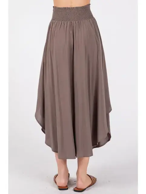 Smocked Waist Flowy Skirt - Walnut Grey