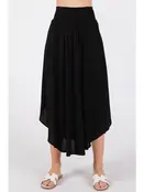 Smocked Waist Flowy Skirt - Black