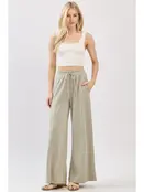 Modal Jersey Wide Leg Pants - Moss Green