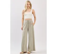 Modal Jersey Wide Leg Pants - Moss Green