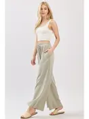 Modal Jersey Wide Leg Pants - Moss Green