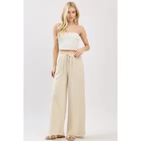 Modal Jersey Wide Leg Pants - Stone