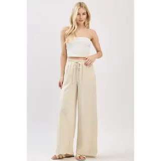 Modal Jersey Wide Leg Pants - Stone