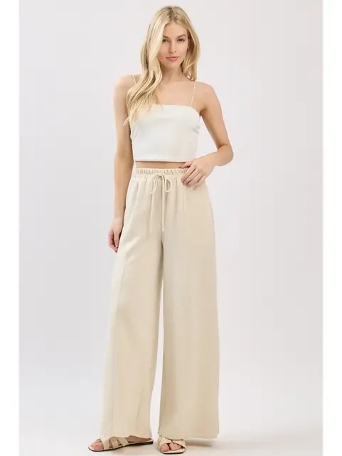 Modal Jersey Wide Leg Pants - Stone