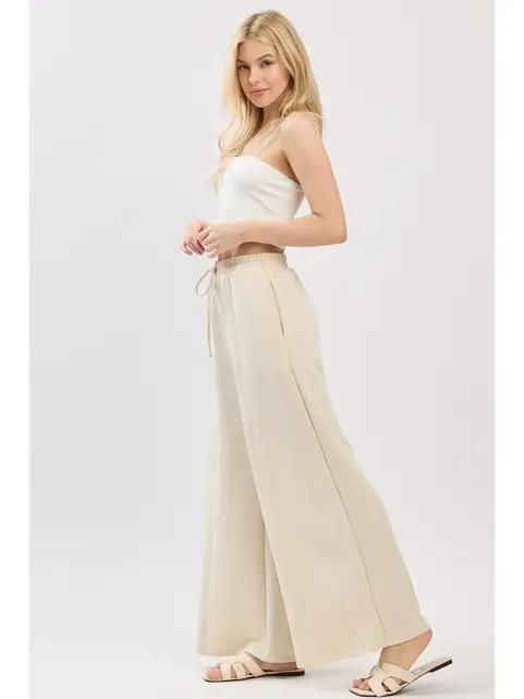 Modal Jersey Wide Leg Pants - Stone