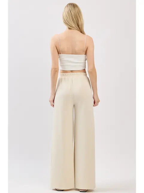 Modal Jersey Wide Leg Pants - Stone