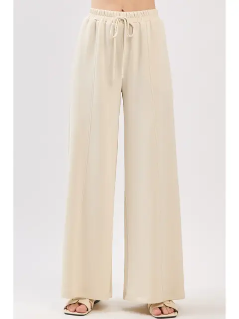 Modal Jersey Wide Leg Pants - Stone