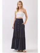 Ruffled Tiered Maxi Skirt - Midnight Blue