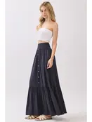 Ruffled Tiered Maxi Skirt - Midnight Blue