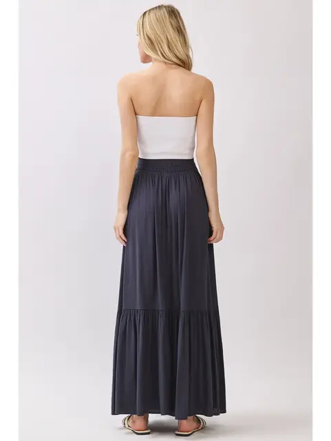 Ruffled Tiered Maxi Skirt - Midnight Blue