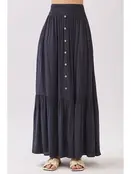 Ruffled Tiered Maxi Skirt - Midnight Blue