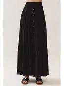 Ruffled Tiered Maxi Skirt - Black