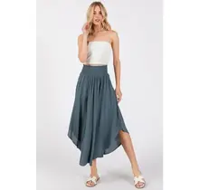 Smocked Waist Flowy Skirt - DK Slate