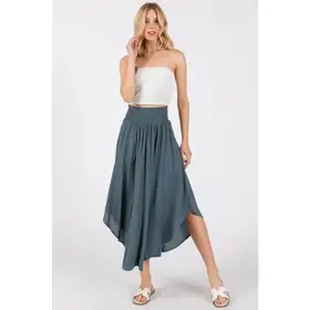 Smocked Waist Flowy Skirt - DK Slate