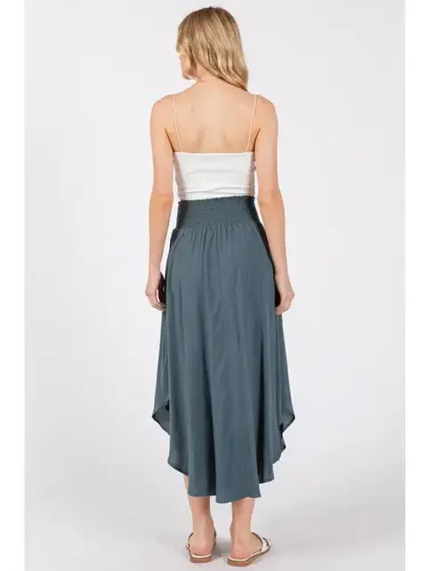 Smocked Waist Flowy Skirt - DK Slate