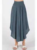 Smocked Waist Flowy Skirt - DK Slate