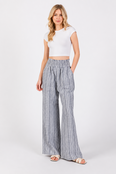 Smocked Waist Wide Leg Pants - Navy