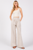 Smocked Waist Wide Leg Pants - Taupe