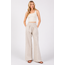 Smocked Waist Wide Leg Pants - Taupe
