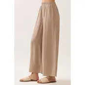 Woven Wide Leg Pull On Pants - Sand