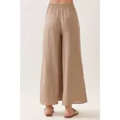 Woven Wide Leg Pull On Pants - Sand