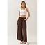 Waist Smocked Wide Leg Pants - Chocolate