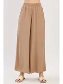 Waist Smocked Wide Leg Pants - New Taupe