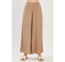 Waist Smocked Wide Leg Pants - New Taupe