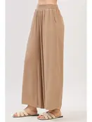 Waist Smocked Wide Leg Pants - New Taupe