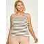 Plus Size Striped Crochet Halter Top - Espresso