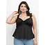 Plus Size Twist Front Peplum Tank Top - Black