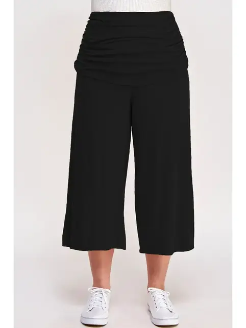 Plus Size Cropped Wide Leg Pant - Black