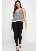 Plus Sleeveless Floral Print Scallop Edge Tank