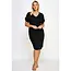 Plus Size Smocked V-Neck Shirt Tail Dress - Black