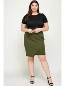 Plus Size Asymmetrical Pencil Skirt - Green
