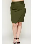 Plus Size Asymmetrical Pencil Skirt - Green