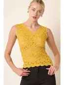 Minalla Lace Tank Top - Mustard Yellow