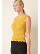 Minalla Lace Tank Top - Mustard Yellow