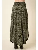 Leopard Print Maxi Skirt - Olive